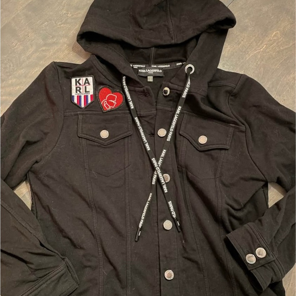 Karl Lagerfeld Black Jacket with Paris Patch